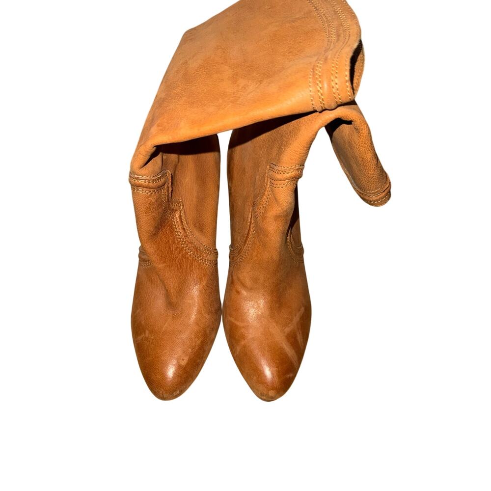 Boutique9 Tan Heeled Leather Boots- Women's size 9 (US)